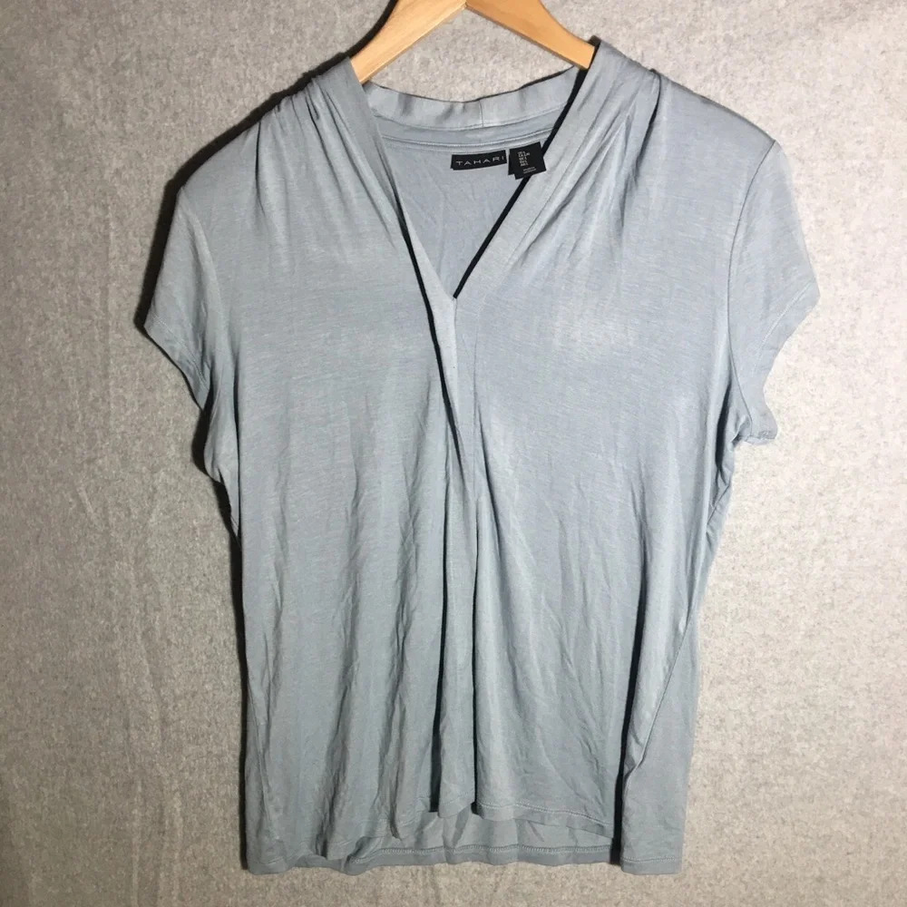 Womens Tahari Blouse Work Office Career Wear Business Casual Neutral Basic